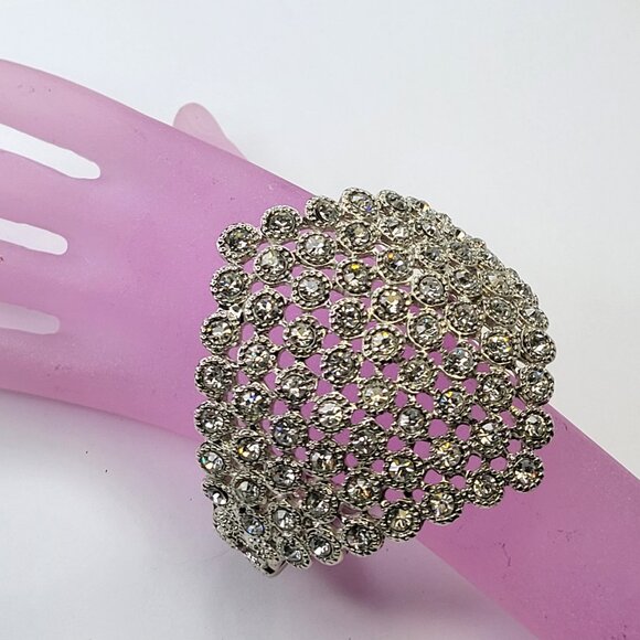 Dazzling Silver Cuff Bracelet Bangle - Picture 1 of 16